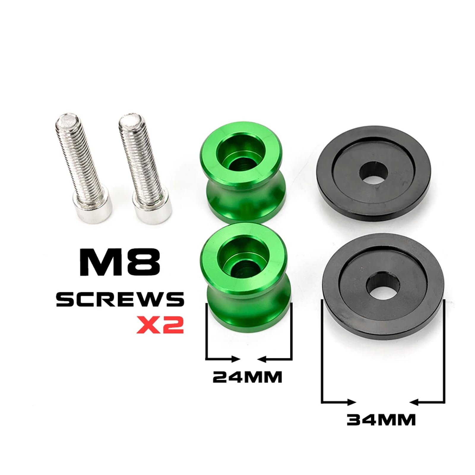 Per Kawasaki Z900 Z 900 2017-2020 2021 2022 2023 Accessori Moto Alluminio CNC M8 Nottolini Forcellone Slider Bobine Viti (Verde)