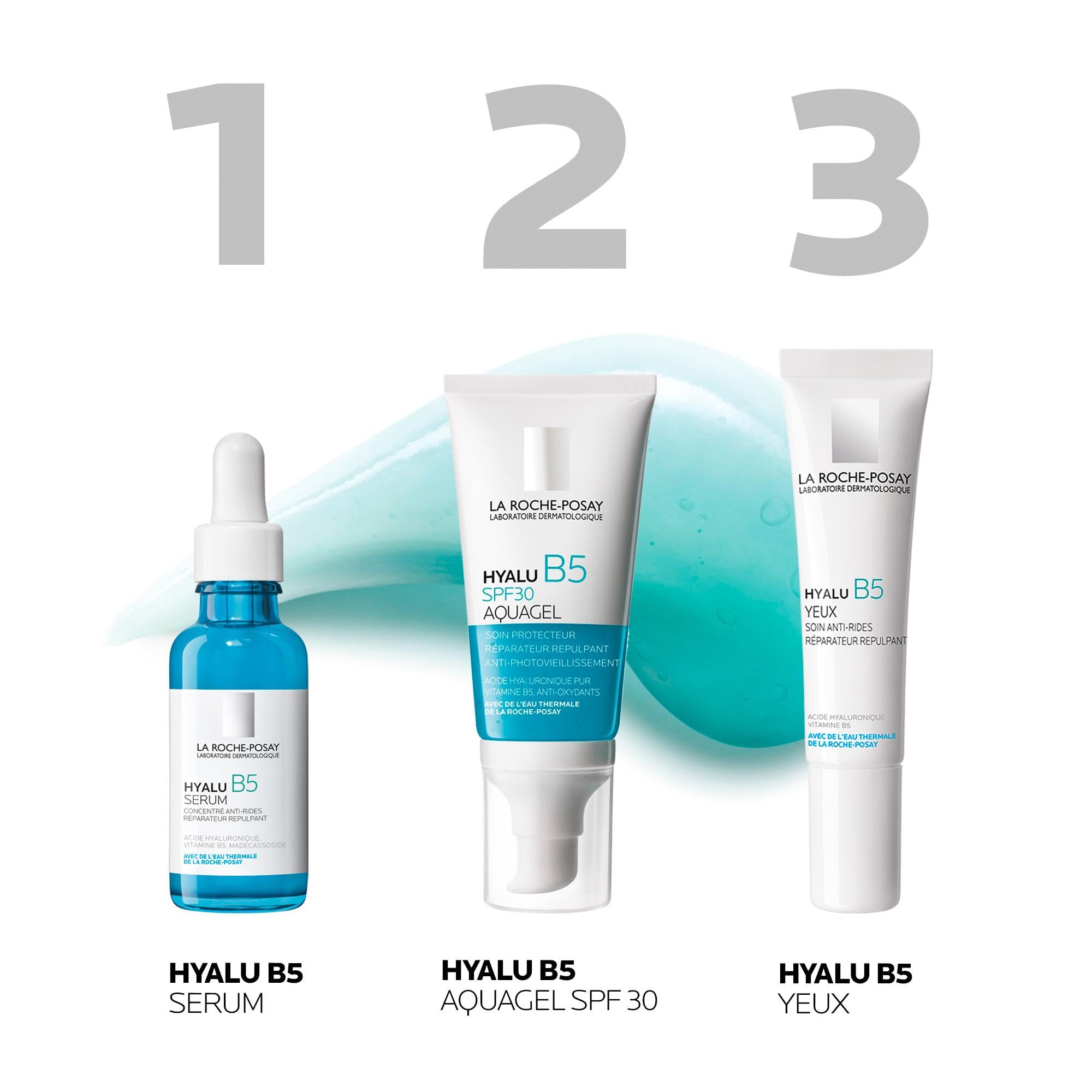 La Roche Posay Hyalu B5 Aquagel LSF 30, Aufpolsternde und regenerierende Anti-Aging-Feuchtigkeitscreme mit Hyaluron, Antioxidantien und hohem Lichtschutzfaktor, 50 ml