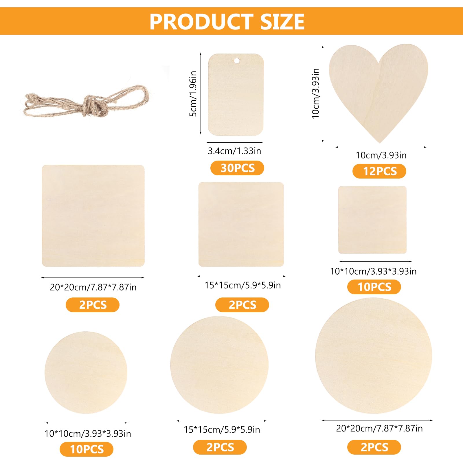 70 Stück Holzplatten Zum Basteln - Rund, Quadratisch, Herzförmig Für Brandmalerei & DIY