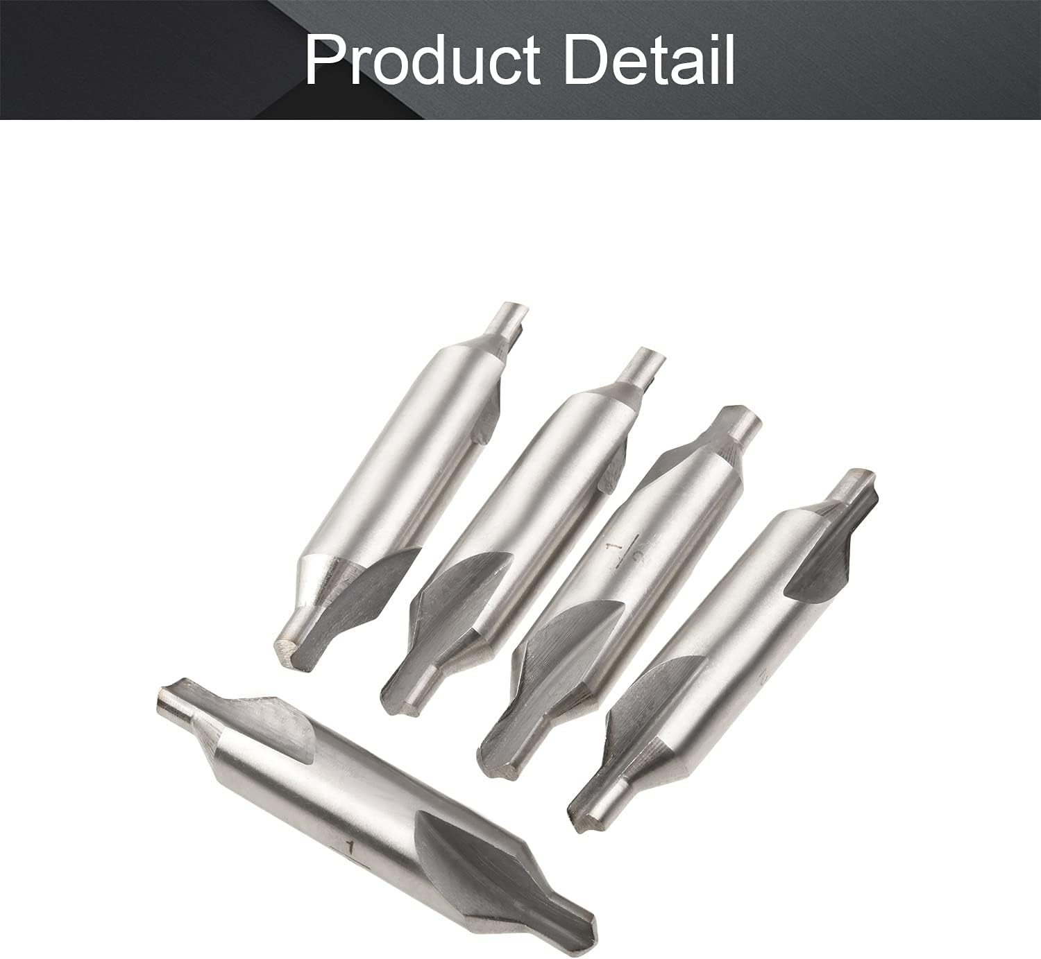 Utoolmart 5 Pcs Center Drill Lathe Bit Mill Tool, Combined Drills Plain Type Imperial, 1/2-inch Combined Countersink Drill Bit Set, HSS-6542