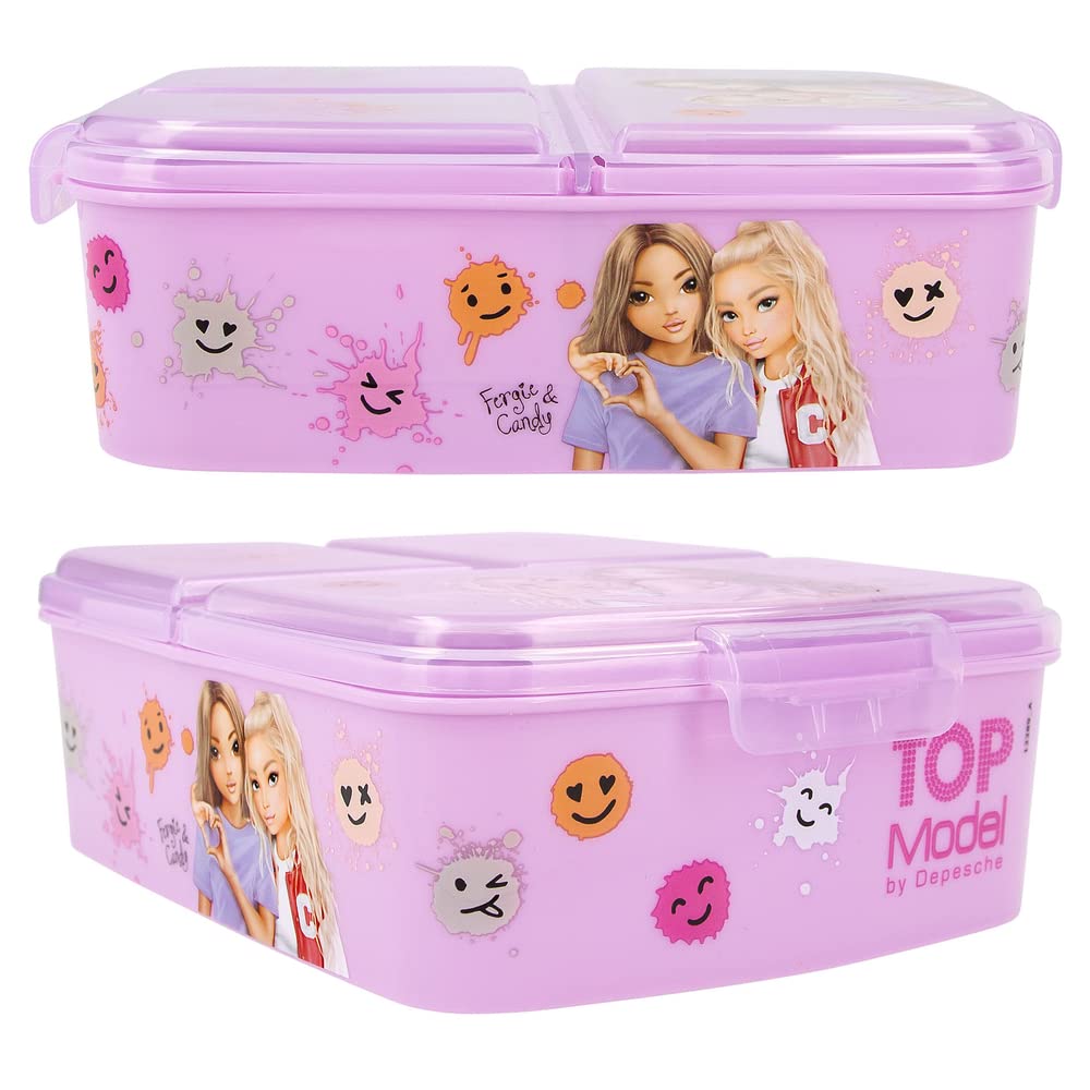 Boîte à Goûter TOPModel Team Teddy - 3 Compartiments, Motif Modèle - Rose Et Bleu - 20x13,8x7,5cm