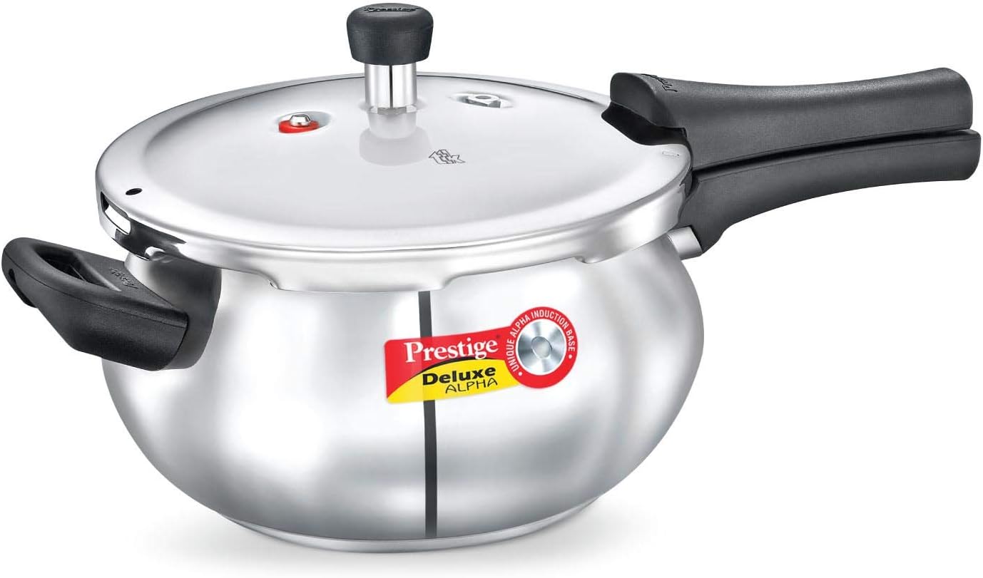 Prestige4.4-Liter Deluxe Alpha Induction Base Stainless Steel Junior Handi, Small, Silver