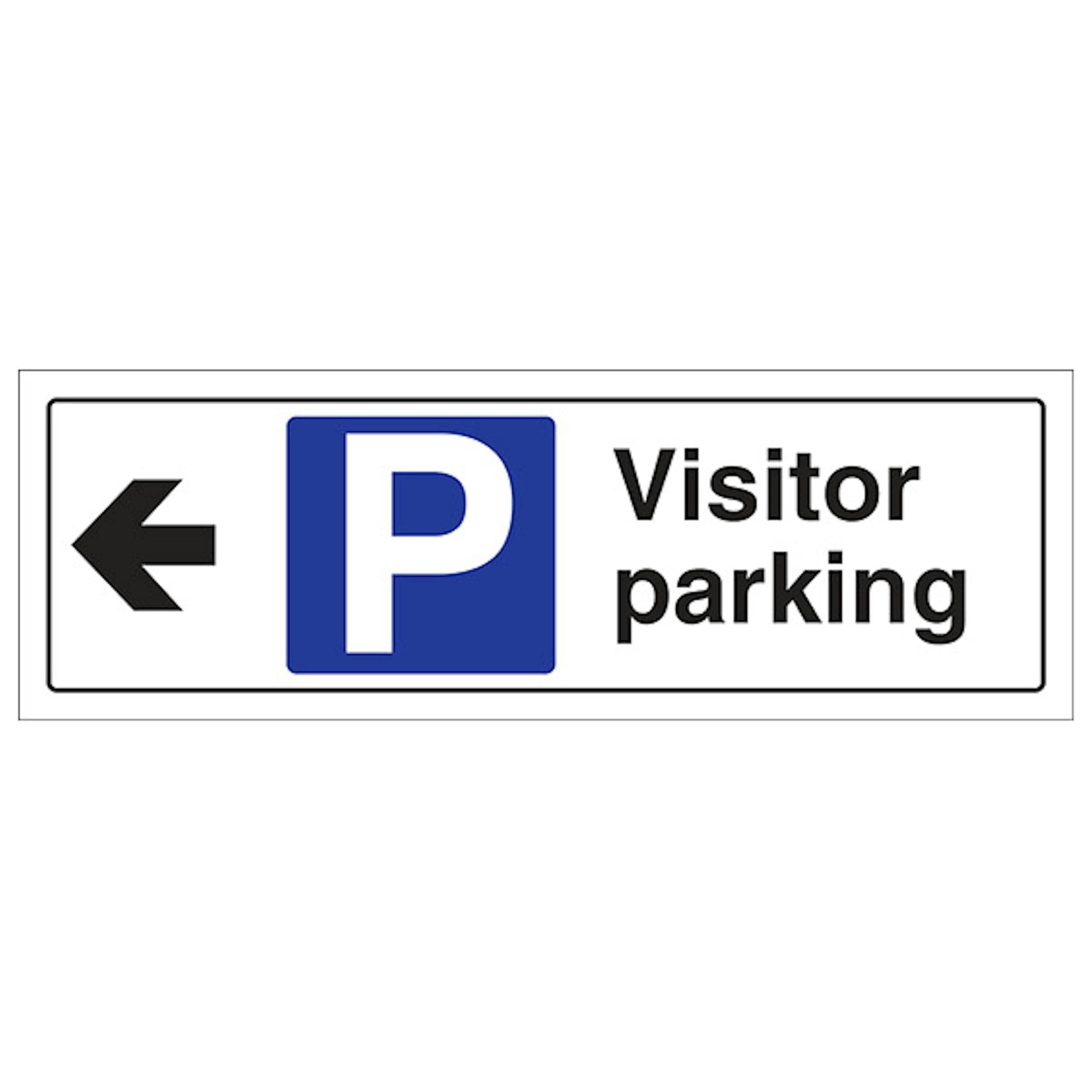 V Safety Visitor Parking Arrow Left - Landscape 300 x 100 mm - 2mm Rigid Plastic Safety Sign
