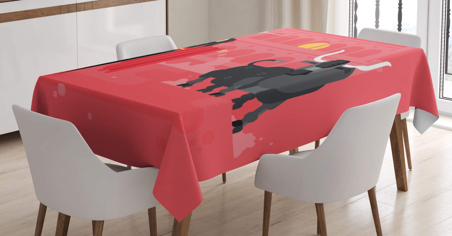 ABAKUHAUS Tovaglia Spagnola Corrida – 140x200 Cm – Raso Seta Poliestere, Multicolore, Per Sala Da Pranzo E Cucina