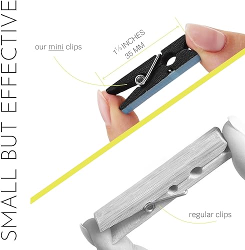 Miniatura 10 de Paquete de 20 mini clips autoadhesivos para fotos, clips de madera de colores mezclados para pared, colgador de pósteres, tarjetas de fotos