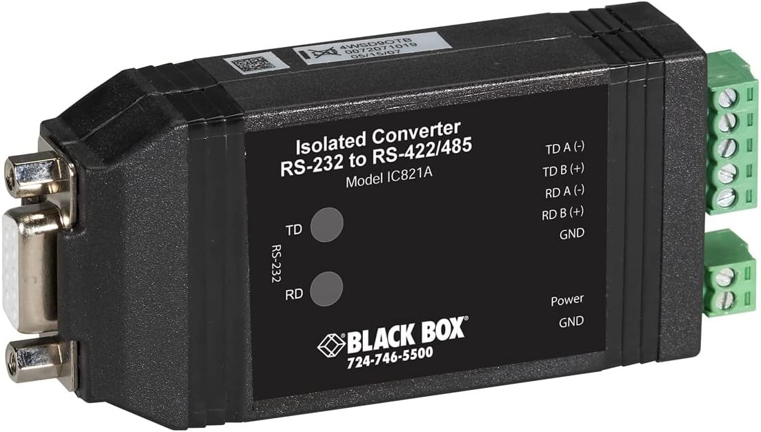 Black Box Universal RS-232 to RS-422/485 Converter - 1 x DB-9 RS-232, 1 x Terminal Block - External