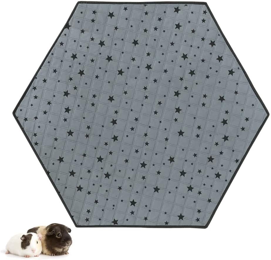 Washable Fleece Liners for Guinea Pig Playpen Small Animal Playpen. Super Absorbent. Hexagon, 47 Inches Diameter, Star Print