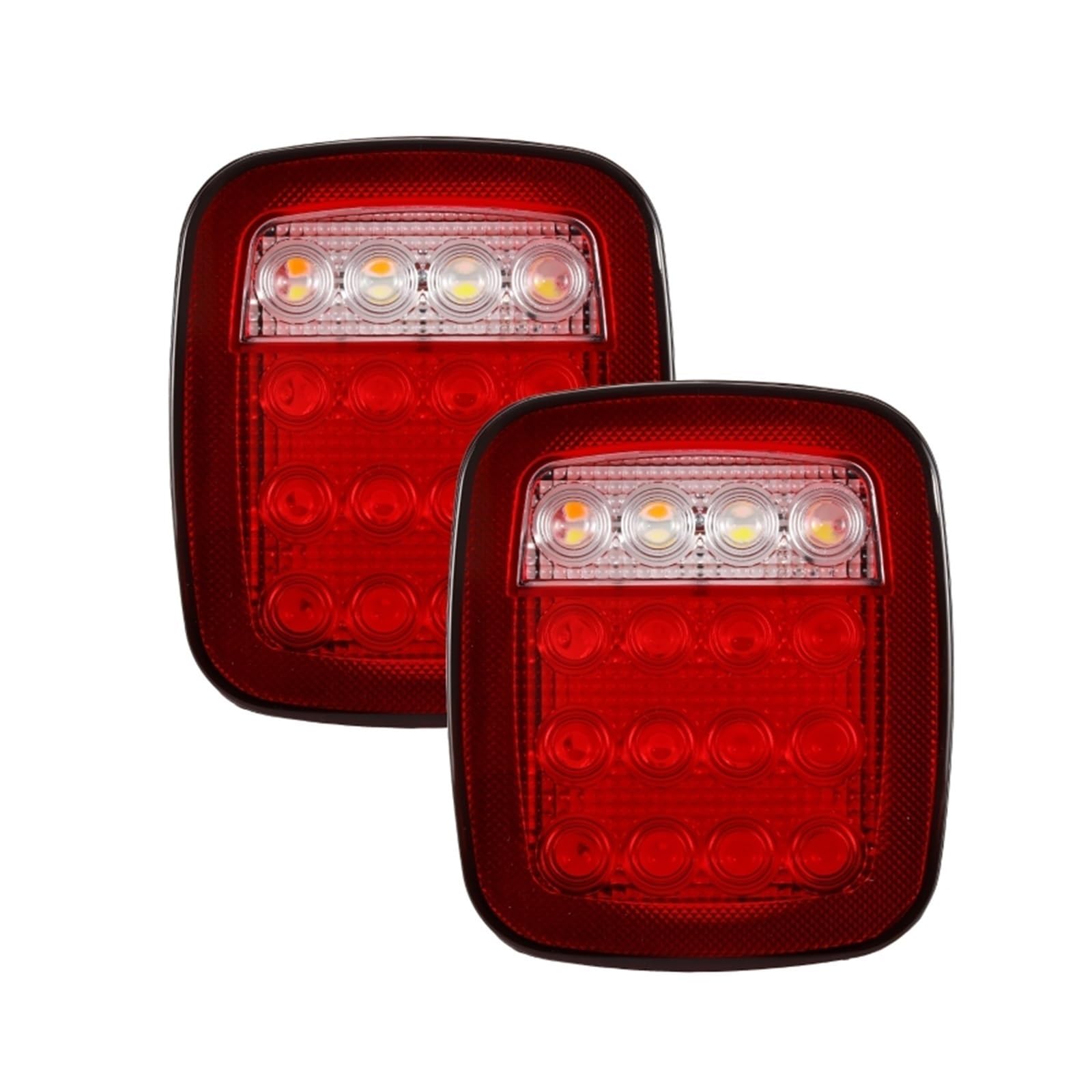 Rear Fog Light 2 Pieces Tail Light Assembly Brake For Reverse Turn For Signal For Jeep For Wrangler CJ TJ YJ(Red,With turn)