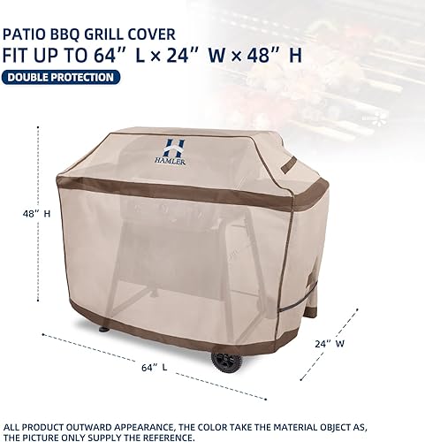 Miniatura 3 de HAMLER Funda para parrilla de 64 pulgadas, resistentes e impermeables, cubiertas de parrilla de gas para Weber Spirit, Weber Genesis, Char-Broil,
