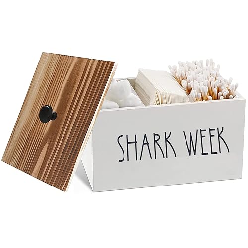 Tampon Holder for Bathroom, Farmhouse Pad Orgainzier Container, Rustic Wood