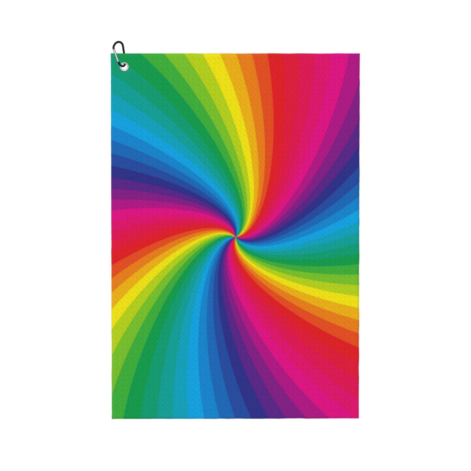 Hnnkloy Rainbow Colorful Spiral, 16x24 in Portable Waffle Golf Towels with Carabiner Clip for Golf Bag