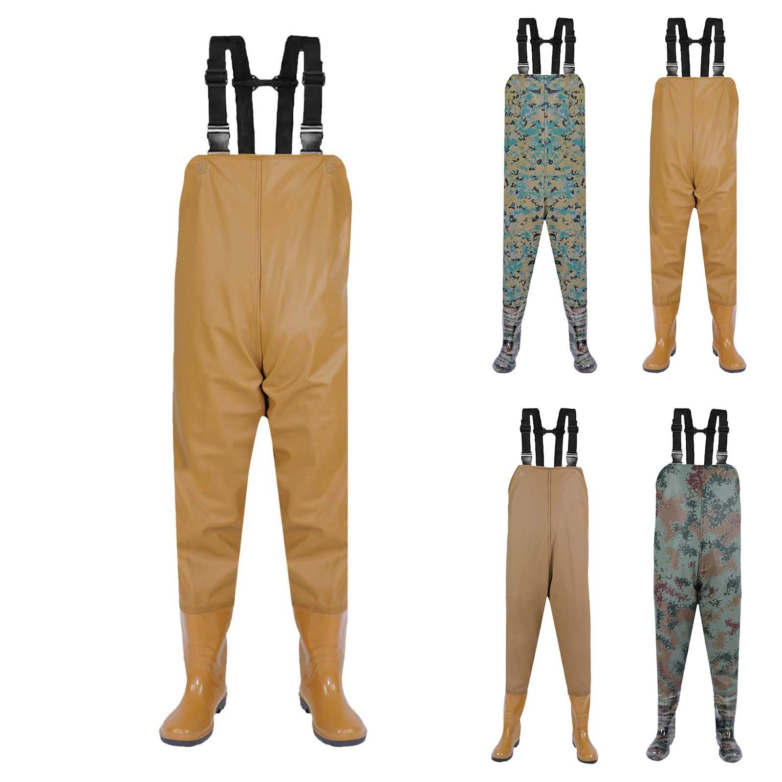 Pantalon de pêche pour femme - Imperméable - Avec bottes - Pantalon d'extérieur pour homme - Pantalon de pluie avec bretelles - Pantalon de trekking en PVC antidérapant - Bottes en caoutchouc -