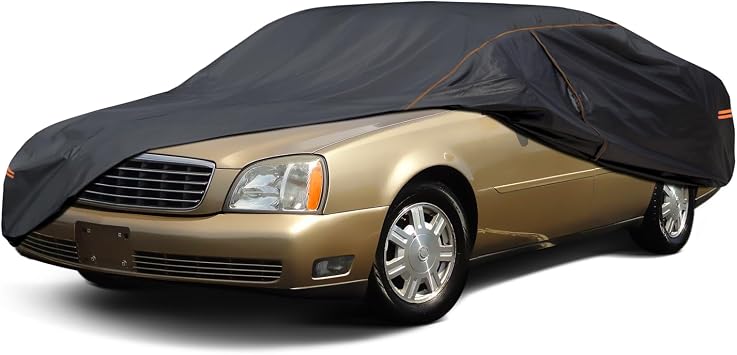 6 Layer Car Cover Custom Fit for Cadillac Deville 1994-2006, Heavy Duty Waterproof All Weather Car Tarp Outdoor Protection with Cotton Lining