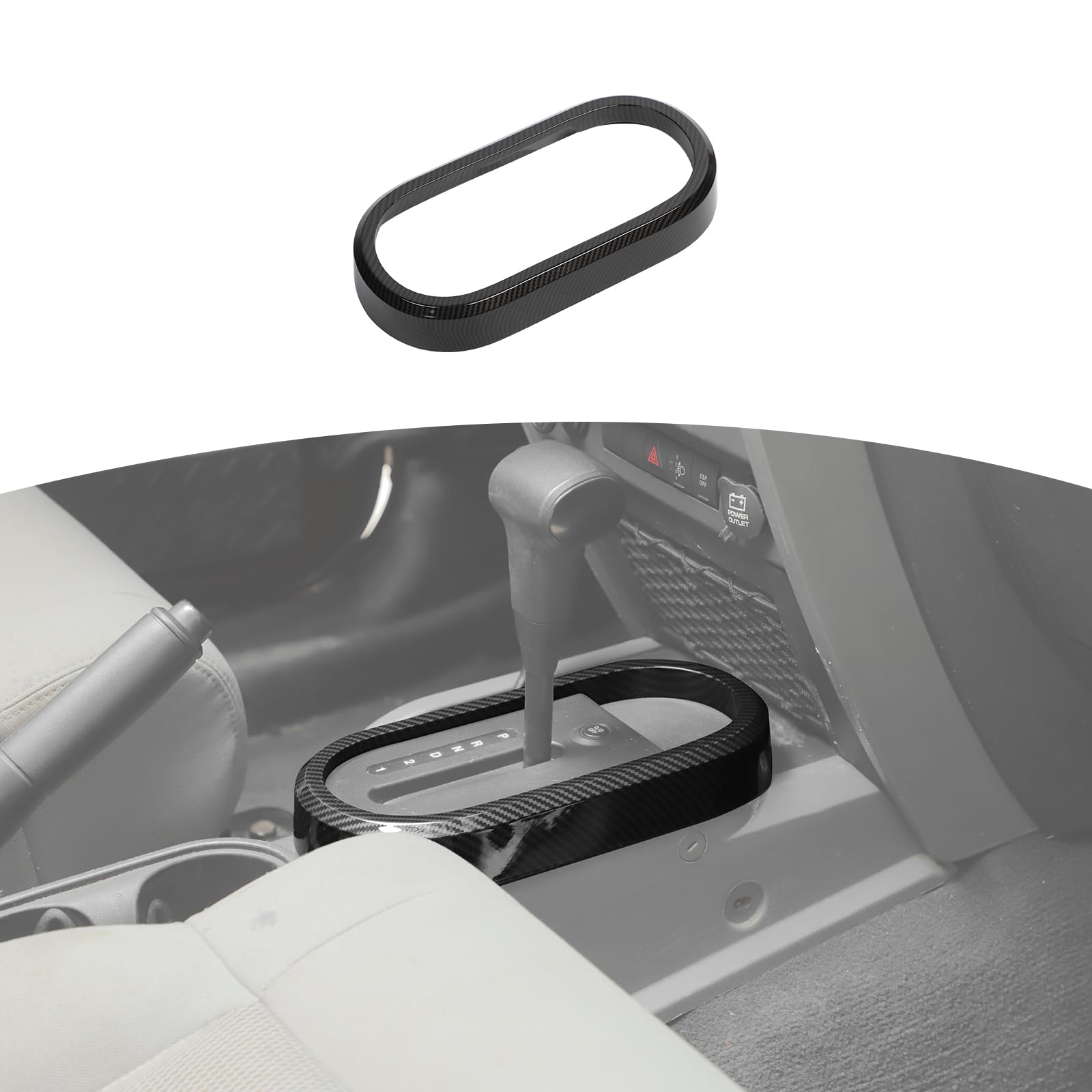 RT-TCZ for Jeep JK Gear Shift Panel Trim Cover Carbon Fiber for Jeep Wrangler JK JKU 2007-2010 Black ABS Carbon Fiber Interior Accessories