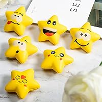 Vista 3 de Kasyat 30 bolas de estrés con forma de estrella para aliviar el estrés, bola sonriente, color amarillo, mini bolas de espuma sonriente, juguetes