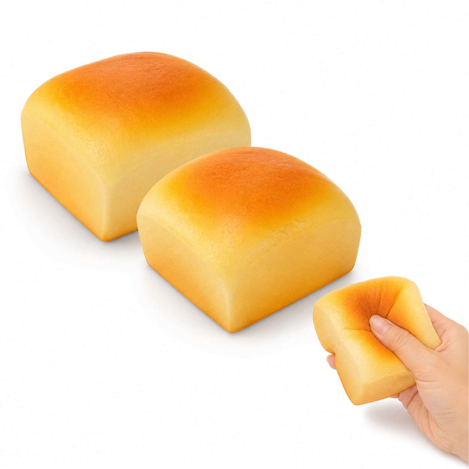 2-Pack Bread , Slow Rising Hawaiian Toast , Wet and Soft Fidget tool for people Square Desk Gadget, Multicolor