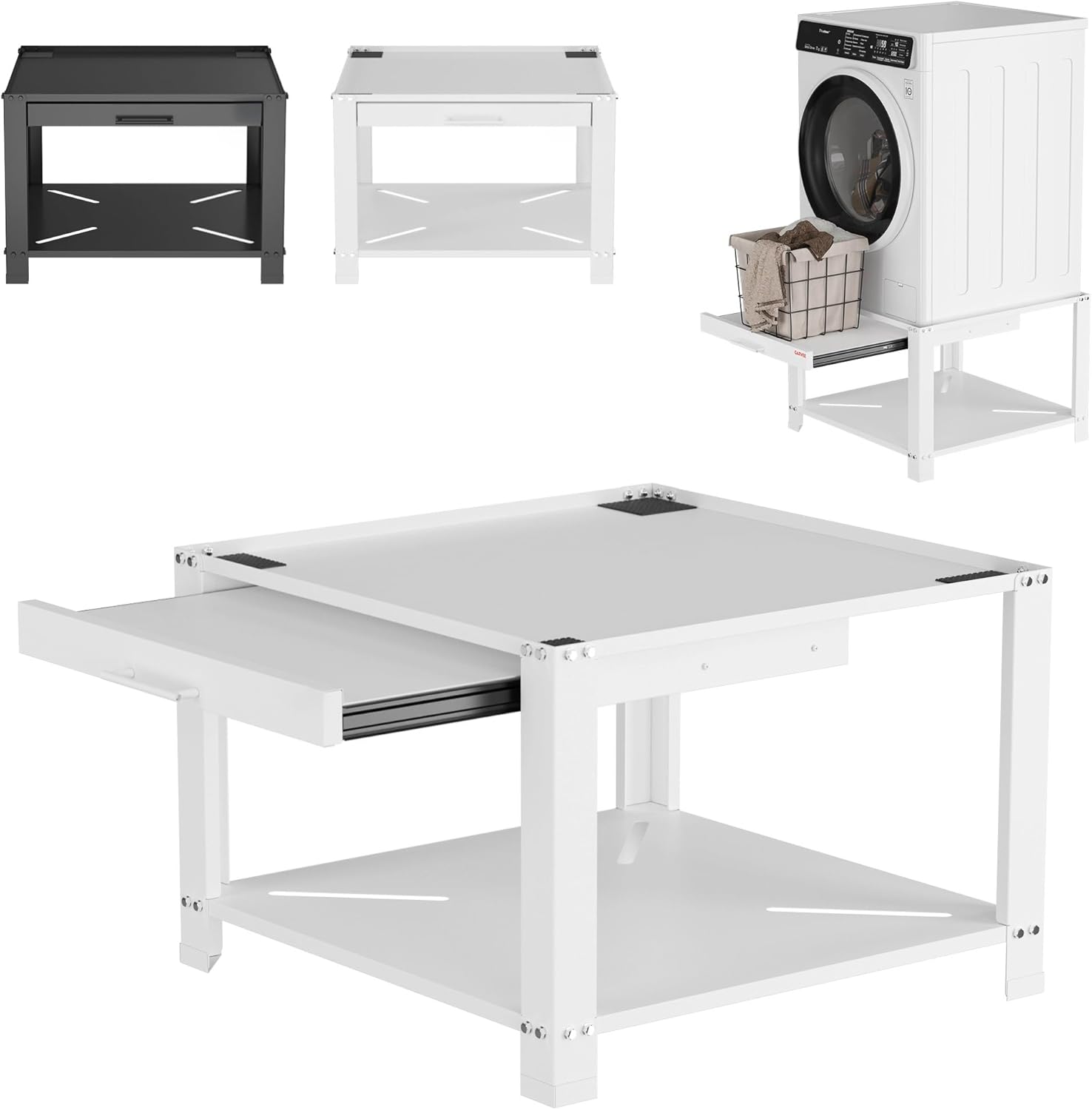 Garvee 29″ Wide Laundry Pedestal for Washer and Dryer with Pullout-Shelf, Pedestal Universal Fit Anti-Vibration Washing Machine Stand with Base Storage, 800 lbs Capacity, White Garvee 29″ Wide Laundry Pedestal for Washer and Dryer with Pullout-Shelf, Pedestal Universal Fit Anti-Vibration Washing Machine Stand with Base Storage, 800 lbs Capacity, White