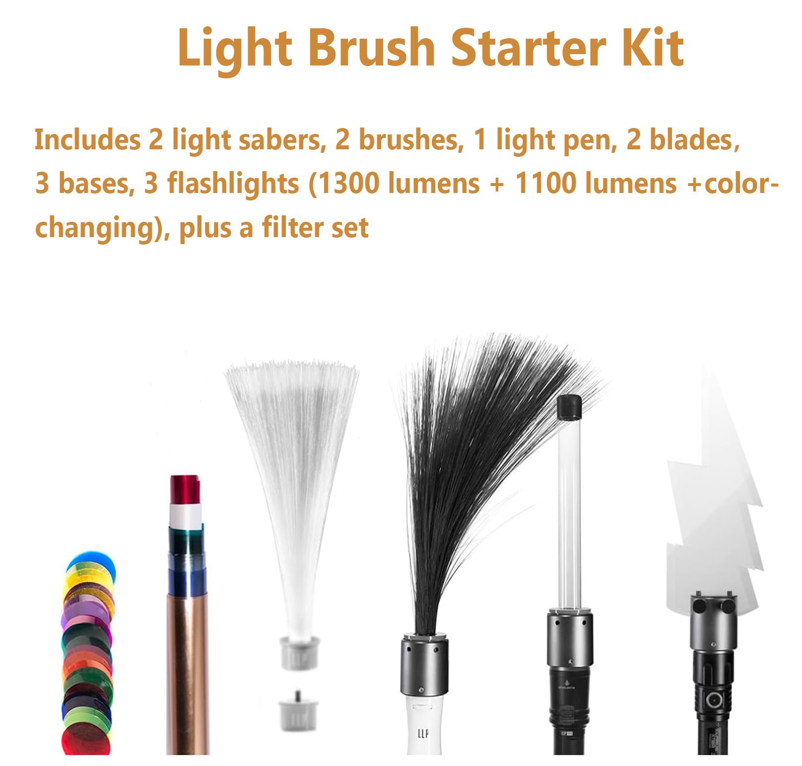 Kit di pennelli per pittura con luce LED, torcia da 1100/1300 lumen, per fotografia creativa e scatti a lunga esposizione, ideale per disegno artistico