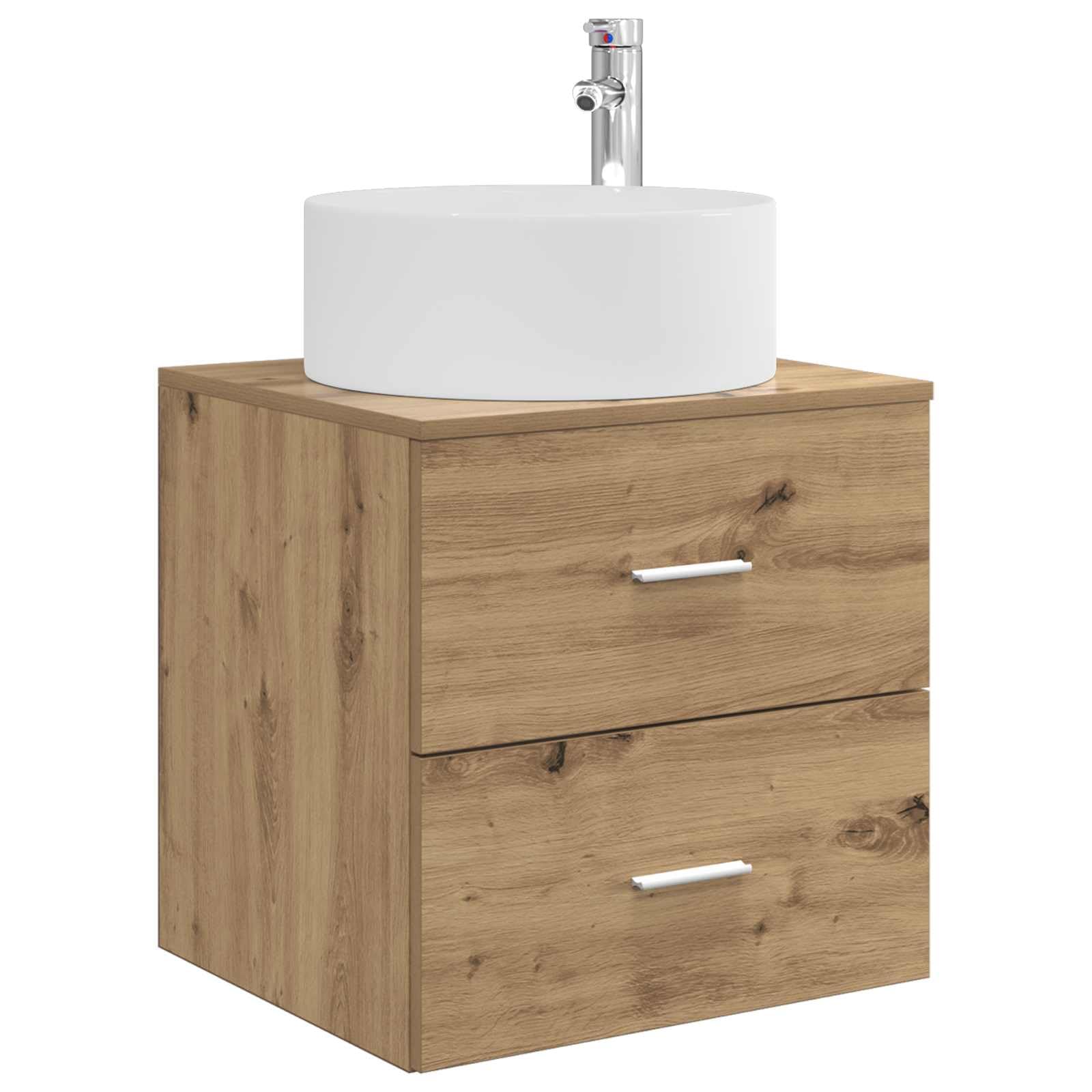 Vidaxl Artisanoak Wall-Mounted Sink Vanity Artisan Oak 49.5 X 44.5 X 65.5 Cm, Modern Bathroom Vanity, Wall-Mounted Sink Cabinet, Space-Saving Storage, Contemporary Furniture For Stylish Indoor Spaces