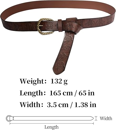 Miniatura 6 de HiiFeuer Viking Fenrir - Cinturón con hebilla de piel sintética en relieve, cinturón medieval de caballero
