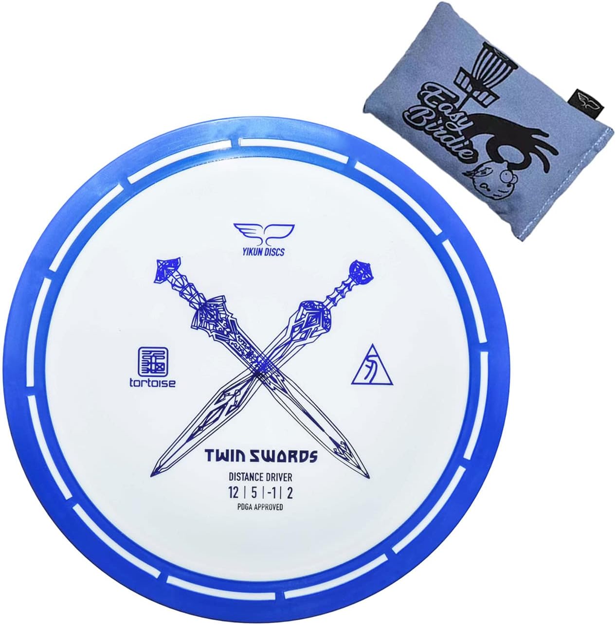 Yikun Disc Golf Driver Discs Twin Sword Distance Driver with 1pcs Disc Golf Grip Enhancer Dry Handbag Disc Golf Accessories for Outdoor GameDisc Golf