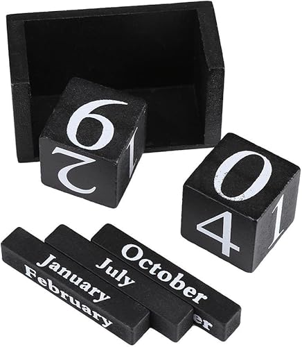 Miniatura 7 de Calendario de madera, bloque de calendario perpetuo europeo, bloque de escritorio, agenda anual, calendario mensual, fecha, escritorio, oficina,