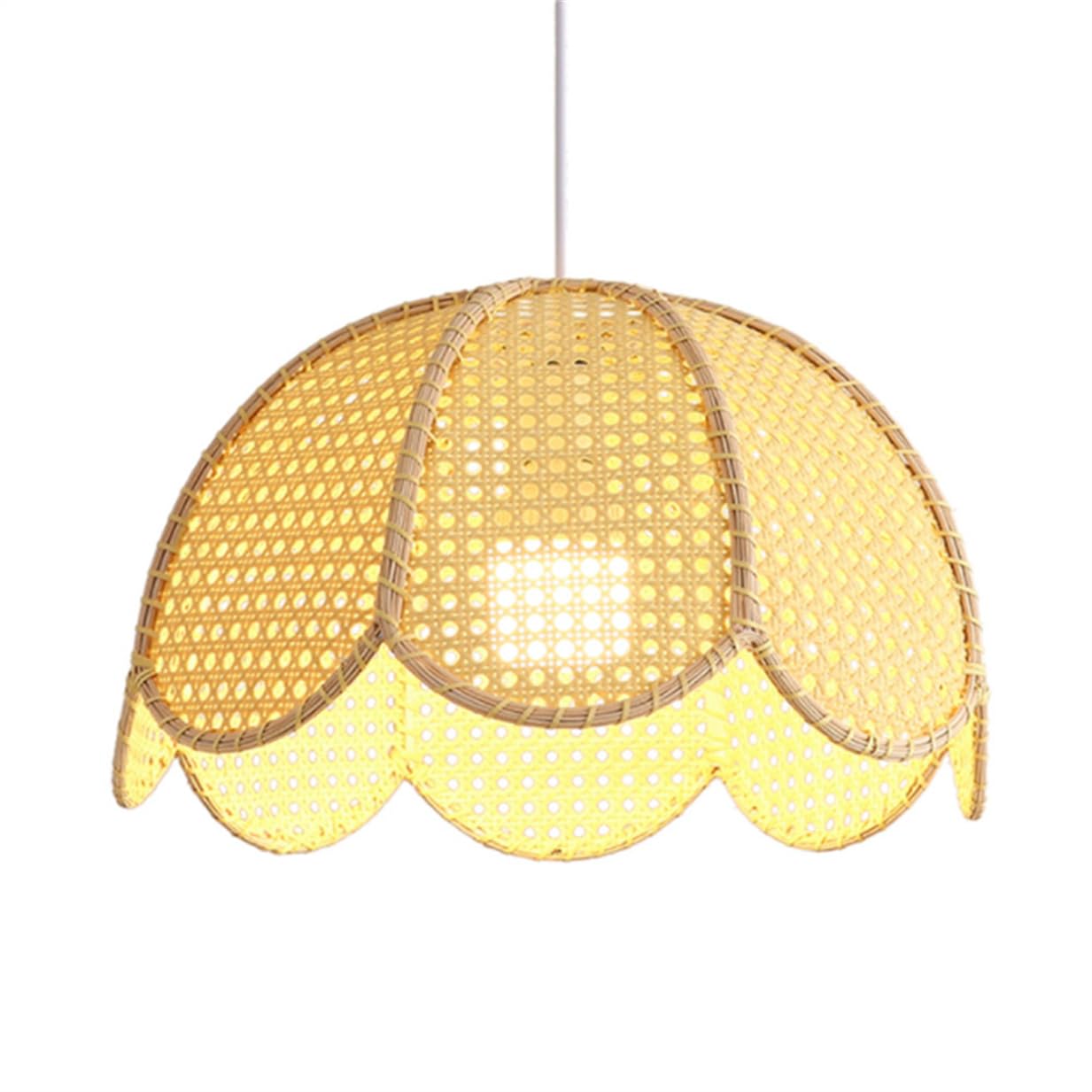 LQZCXMF Coastal Boho Hanging Pendant Lighting Unique Modern Farmhouse Fixture Japanese B&B Decor Lantern Wicker Ceiling Lamp 19.7 Inch Rattan Chandelier for Dining Room Kitchen Island Entryway Foyer