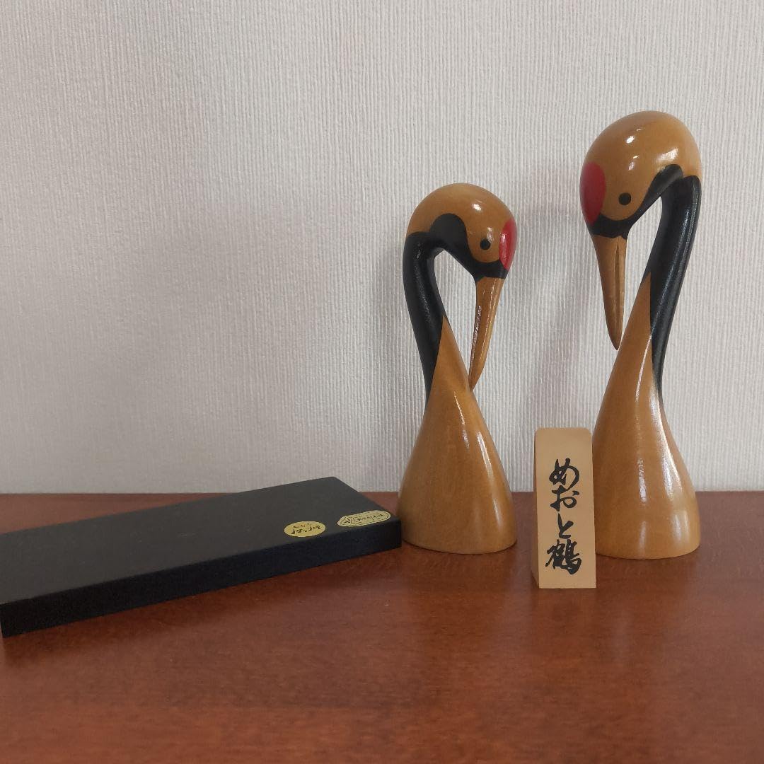 Amazon.co.jp: 木製 鶴 伝統工芸品 夫婦鶴 めおと鶴 丹頂鶴 北海道