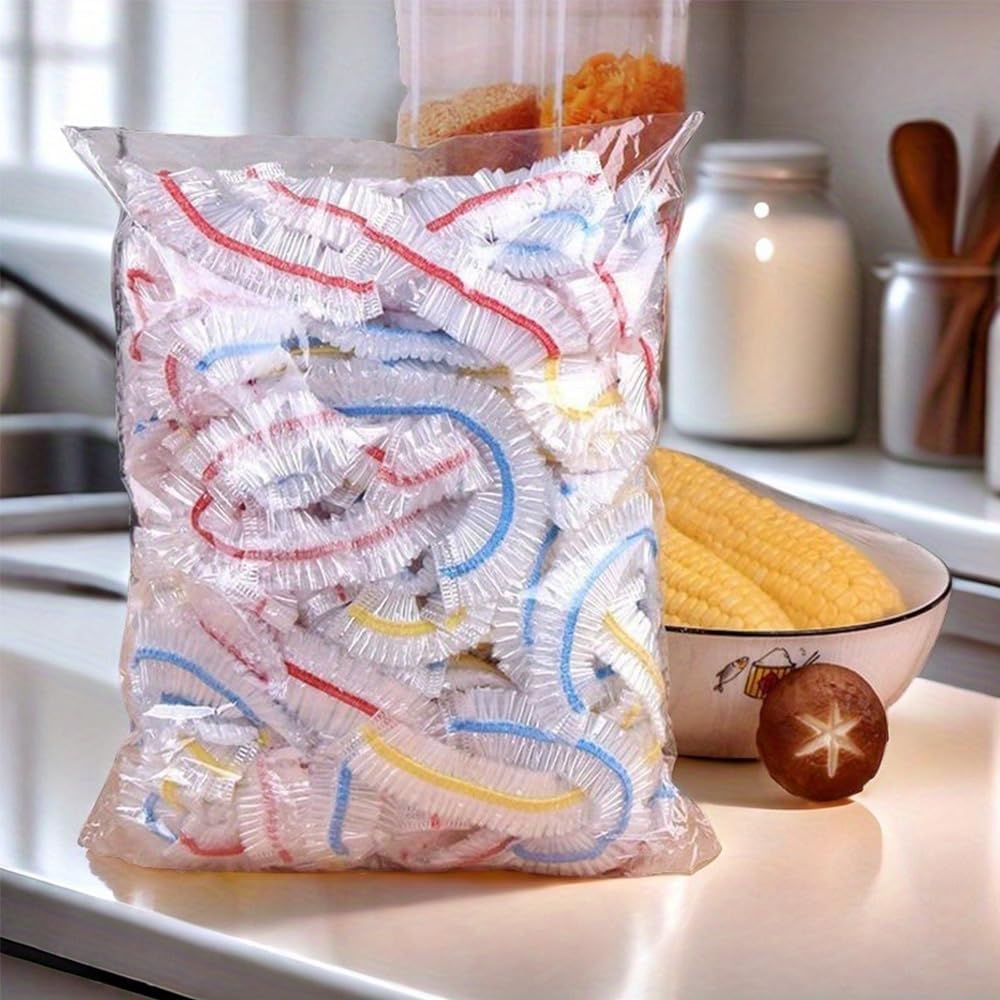 100 PCS Elastic Bowl Covers, Reusable Protect Food from Dust for 4-9 Inch Bowl Plate Fruit Kitchen Shower Cap Shoe（Multicolor)