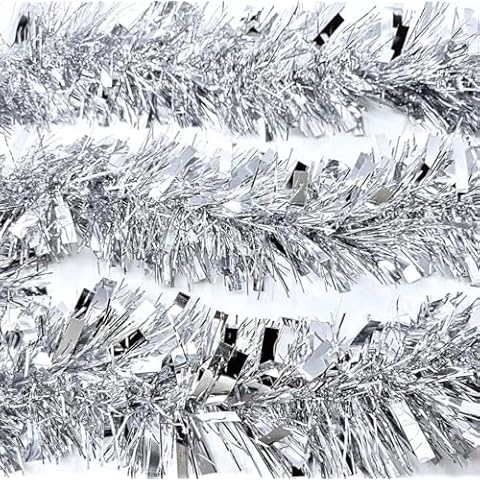YLAB Luxury Silver Christmas Tinsel Strands Cover