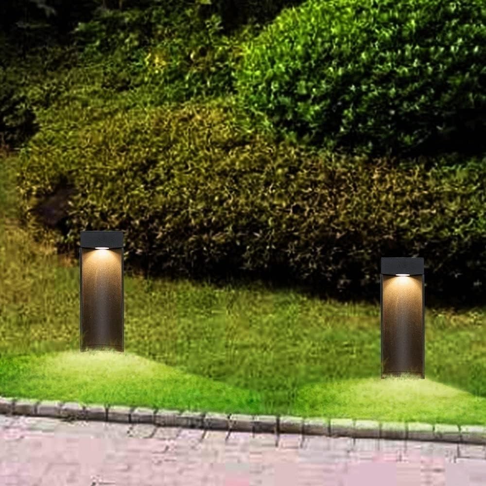 Nowoczesne minimalistyczne zewnętrzne lampy słupkowe, kwadratowa lampa kolumnowa LED do ogrodu, na taras, patio lub podwórko, filar, latarnia krajobrazowa (60 cm / 23.6in)