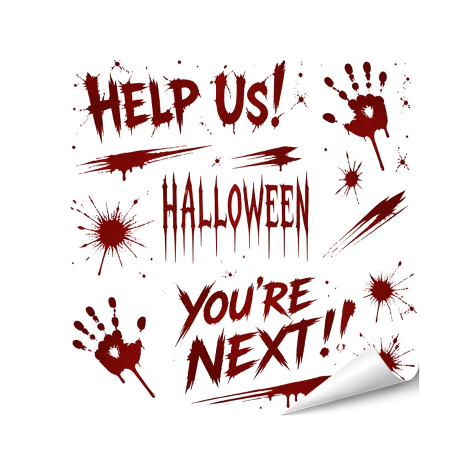 Halloween Horror Wall Stickers, Realistic Blood Splatter Handprints Footprints Decals for Scary Haunted House Party Decor, Waterproof PVC Decorations, Indoor Outdoor A
