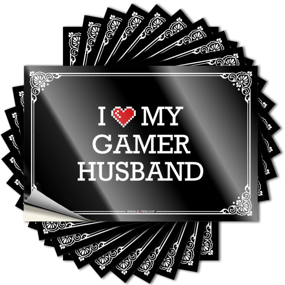 Fzfn Colour Decorations For The Kitchen Door Decal - I Love My Gamer Husband Girly Durable Sticker Easy Apply For Gamer Decor(8X12cm)