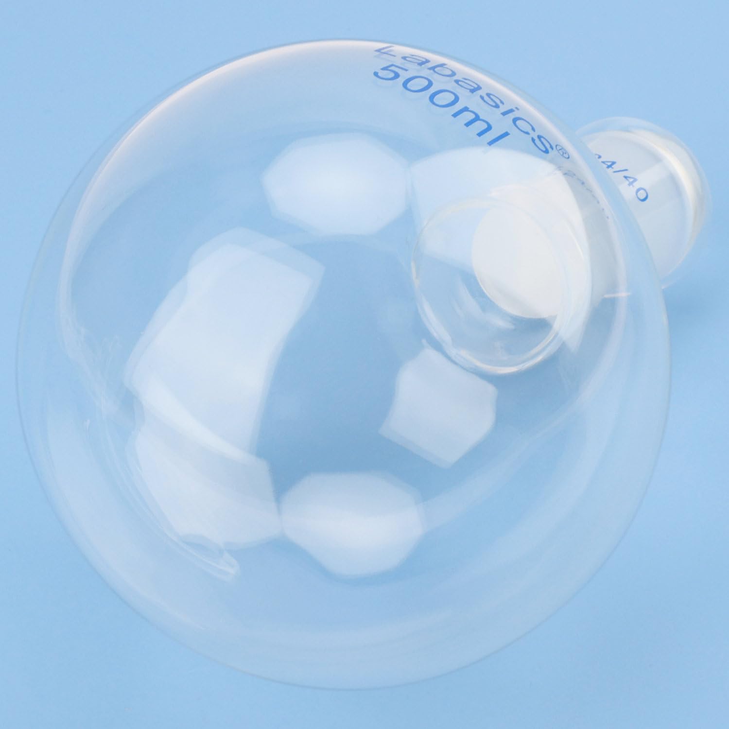 Labasics Matraz de Fondo Redondo de Vidrio, Matraz de Vidrio de Borosilicato de Pared Gruesa, Cuello Corto, Fondo Redondo, Boca Única, con Junta Exterior de Cono Estándar 24/40, 500 ml