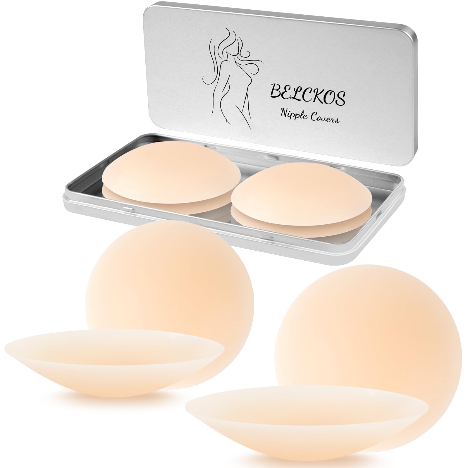 BELCKOS Cakes Nipple Covers Non Adhesive, Cakes Grippy Seamless Covers, Silicone Nipple Covers Nipple Pasties for Women