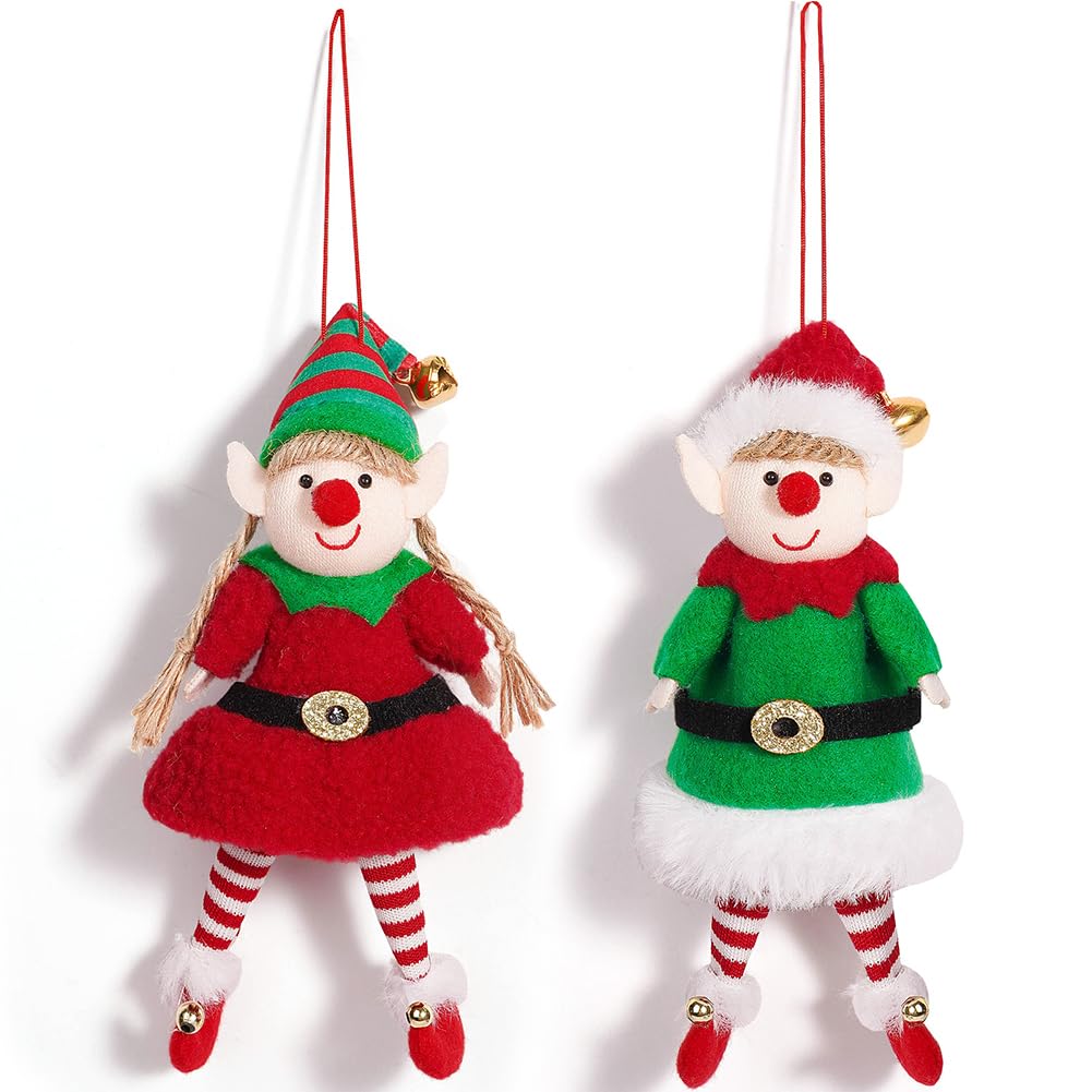 JynxtoyZeal Christmas Elf Dolls Boy Girl Elfs Figures Cartoon Elf Doll Xmas Decorations Elf Accessories Christmas Tree Decoration,2pcs,6.30Inch