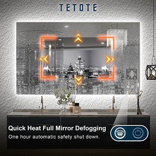 Tetote 40 X 24 Inch Led Backlit Bathroom Vanity Mirror With Light,Anti-Fog,Dimmable,Cri90+,Touch Button,Water Proof,Horizontal/Vertical,Wall Mounted Lighted Mirror #TOP3