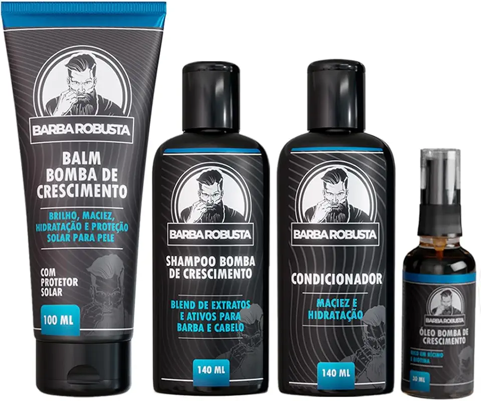 Barba Robusta Kit Para Cuidados de Barba Star Barba Robusta Cuida e Acelera o Crescimento da Barba