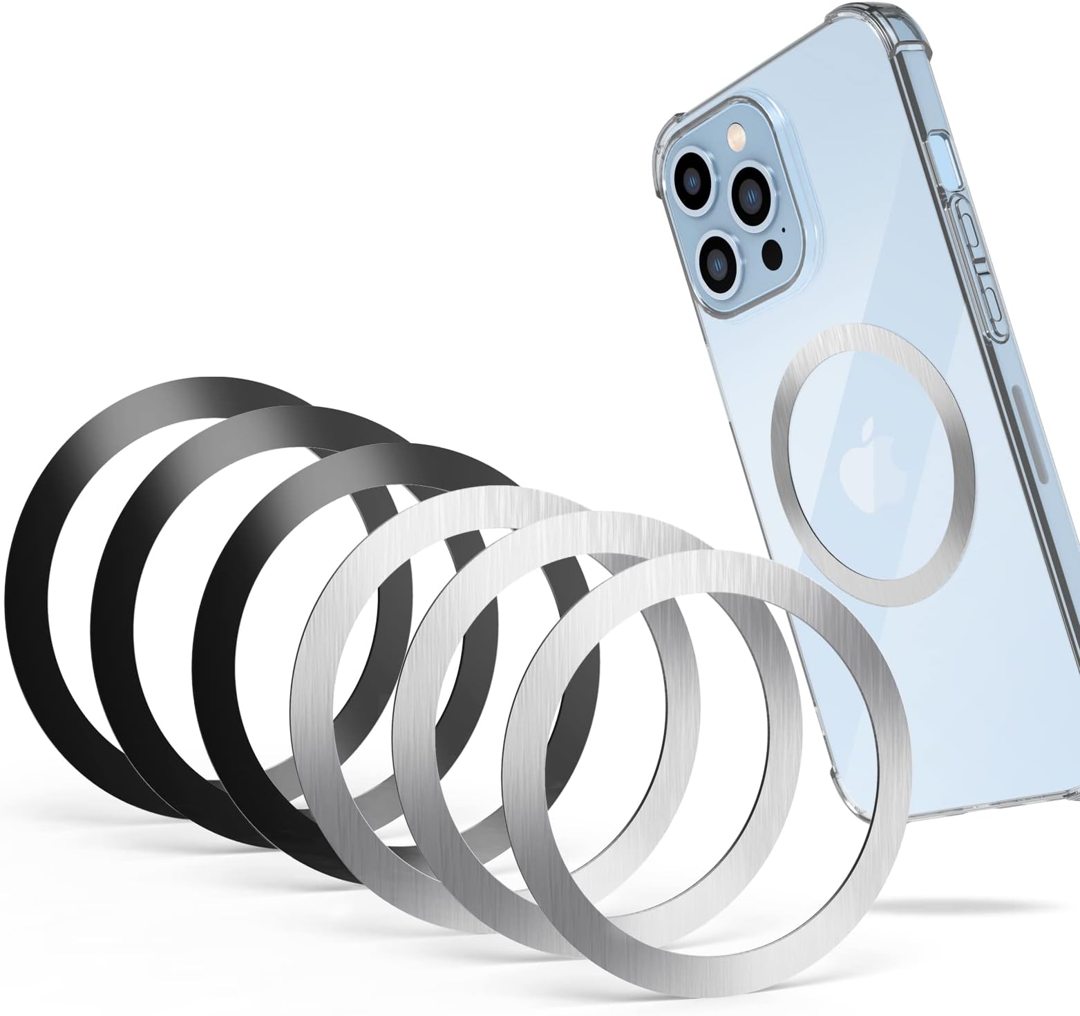 NeotrixQI Metal Magnet Plate for Phone Compatible Wireless Charging, 6 Pack Magnetic Phone Plates, Phone Magnet Sticker for Magnetic Car Phone Mount Holder, Metal Ring
