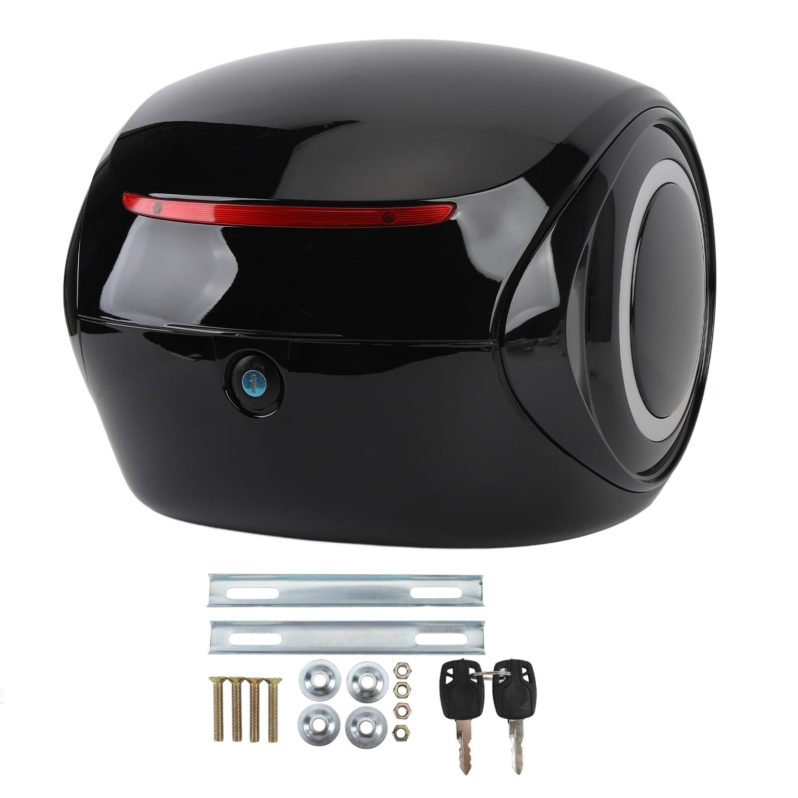 32L Robustes Motorrad-Topcase, Wasserabweisender, Tragbarer Kofferraum für Elektrofahrrad, Roller (Black)