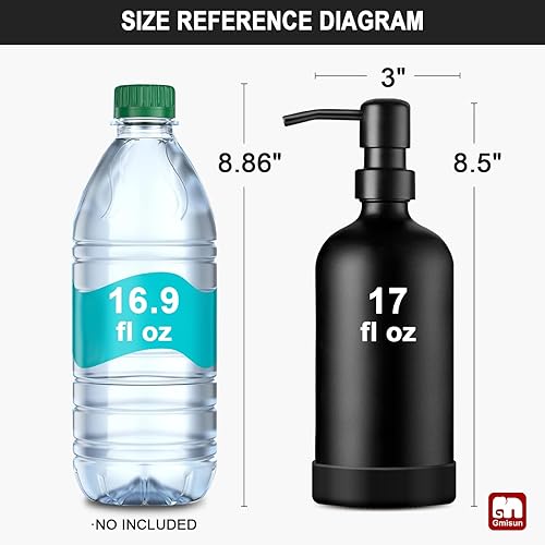 Miniatura 44 de GMISUN Dispensador de jabón de vidrio ámbar, paquete de 2 dispensadores de jabón de manos de baño con bomba de bambú, juego de dispensador de jabón