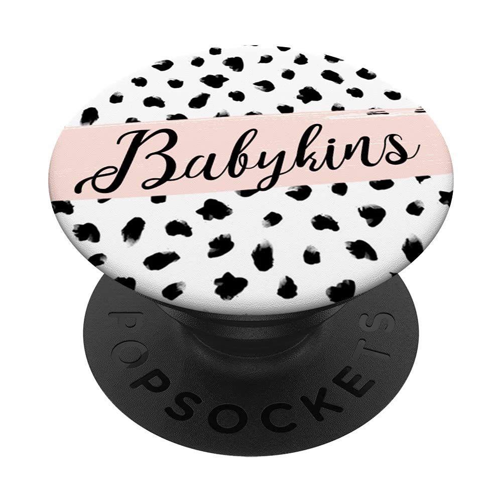 Babykins personalised Black and white Dalmatian polka dot PopSockets Swappable PopGrip
