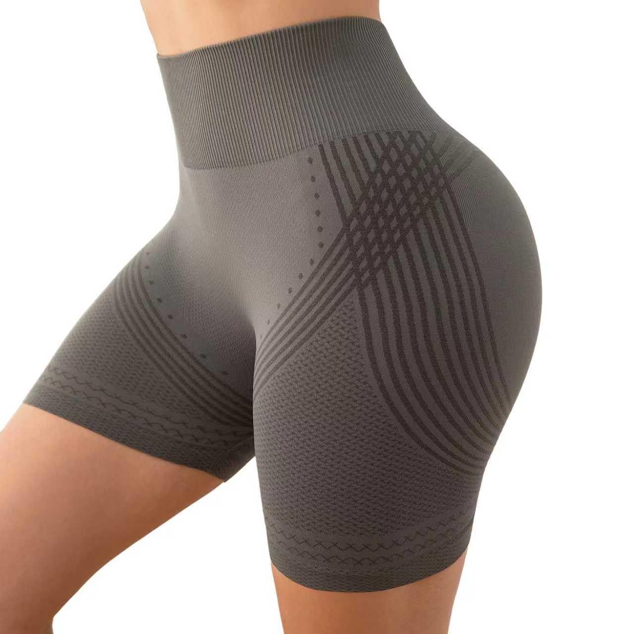 Fittingirls Women's Scrunch Butt Lifting Biker Shorts - High Waist No Front Seam Tummy Control Gym Workout Shorts Grey