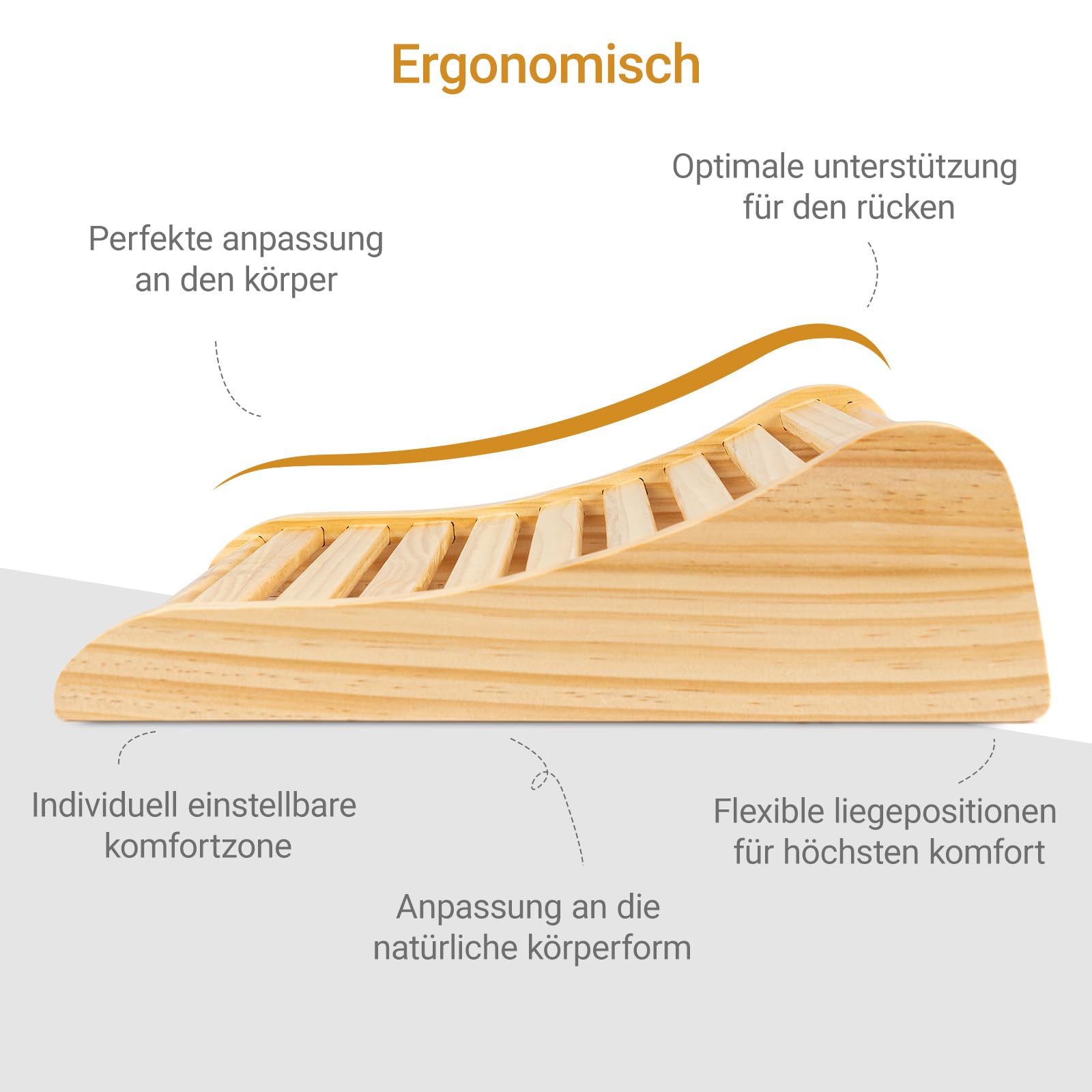 2er-Pack Sauna-Kopfstütze aus Holz, ergonomisch, mit gebogener Rückenlehne und Nackenstütze für Sauna und Infrarotkabine, aus Holz gefertigt, wellenförmiges Sauna-Zubehör, Sauna-Nackenkissen
