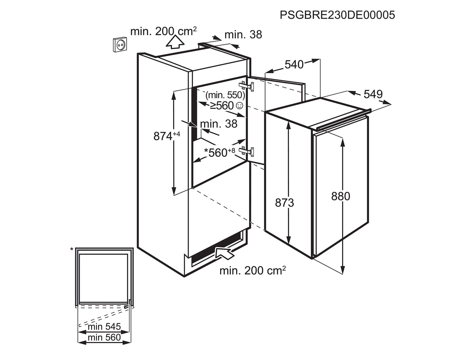 AEG NSF5O880ES Einbaukühlschrank mit Gefrierfach