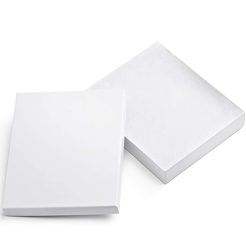 Miniatura 1 de MESHA - Caja de papel de cartón para joyería y regalos de 8 x 5.5 x 1.25 pulgadas, caja de papel grueso blanco con forro de algodón