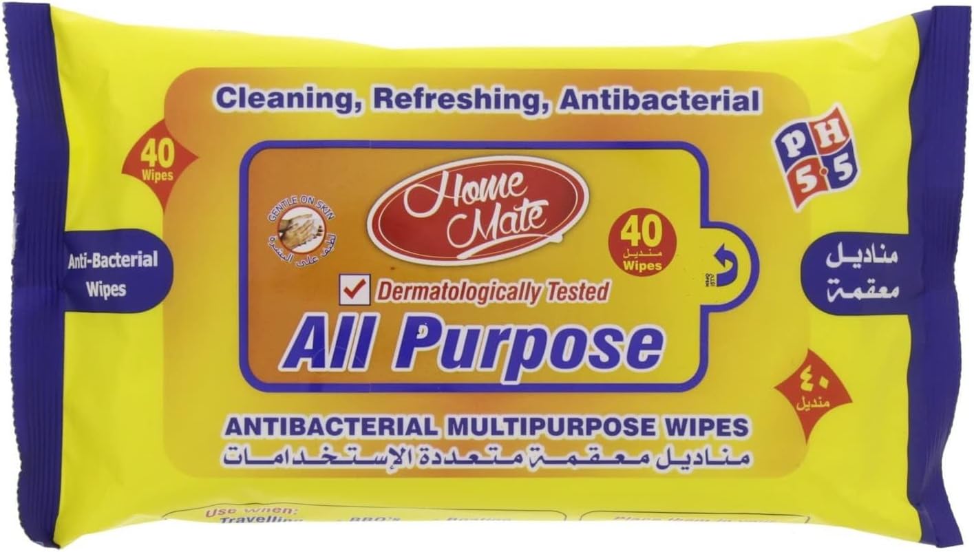 All Purpose Antibacterial Multipurpose Wipes 40 Pcs