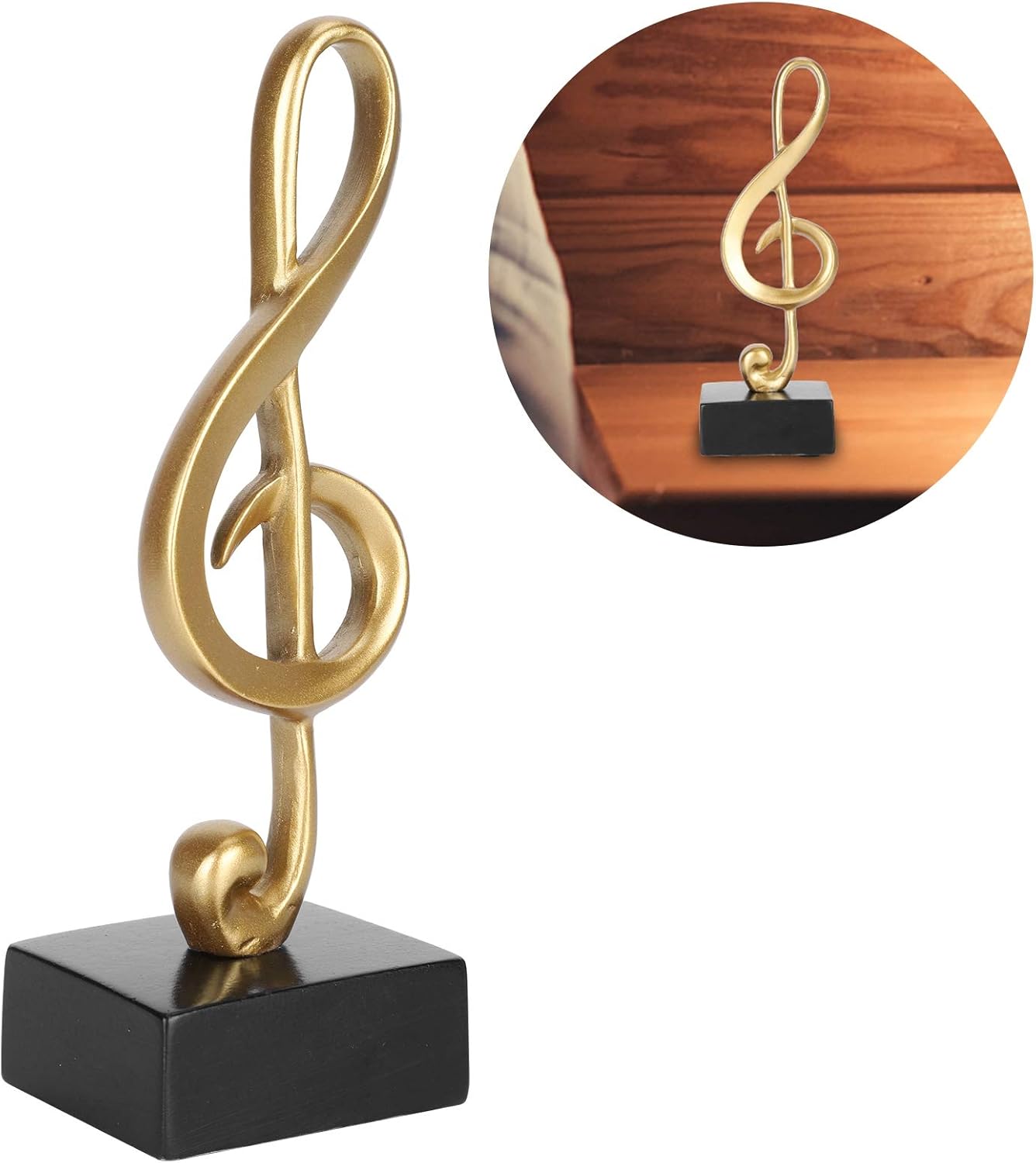 Music Note Statue, Gold Decorations Figurine Stave Musical Symbol Desktop Decoration Piano Sculpture Gifts with Wide Base for Home Office Desk Resin Craft Handcrafted Symbols Decor - Image 8