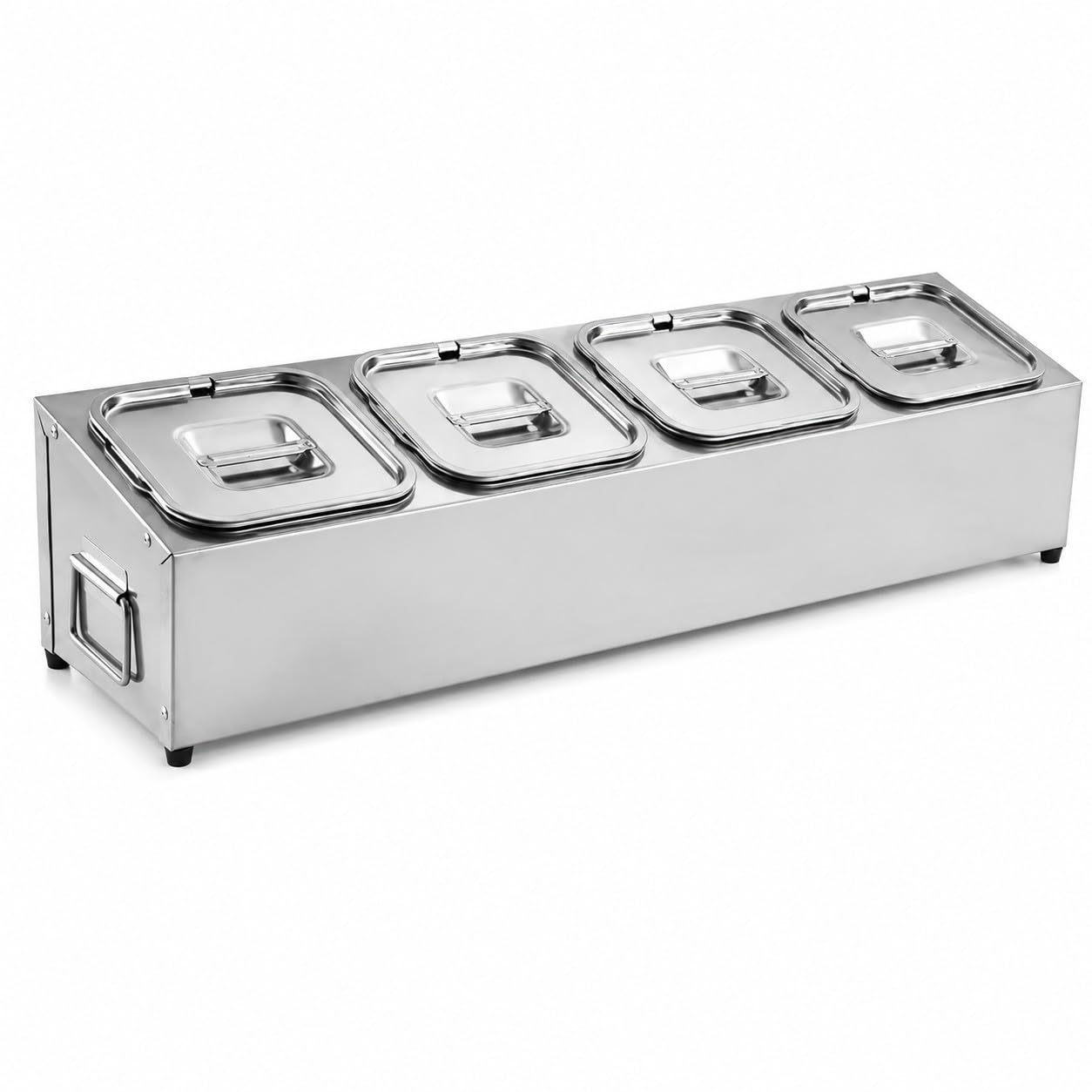 Bananaww Compartment Pizza Topping Containers with Lids – Stainless Steel Condiment Station for Pizza Ingredients, Garnish, Sauce, Salad Bar, and Food Prep