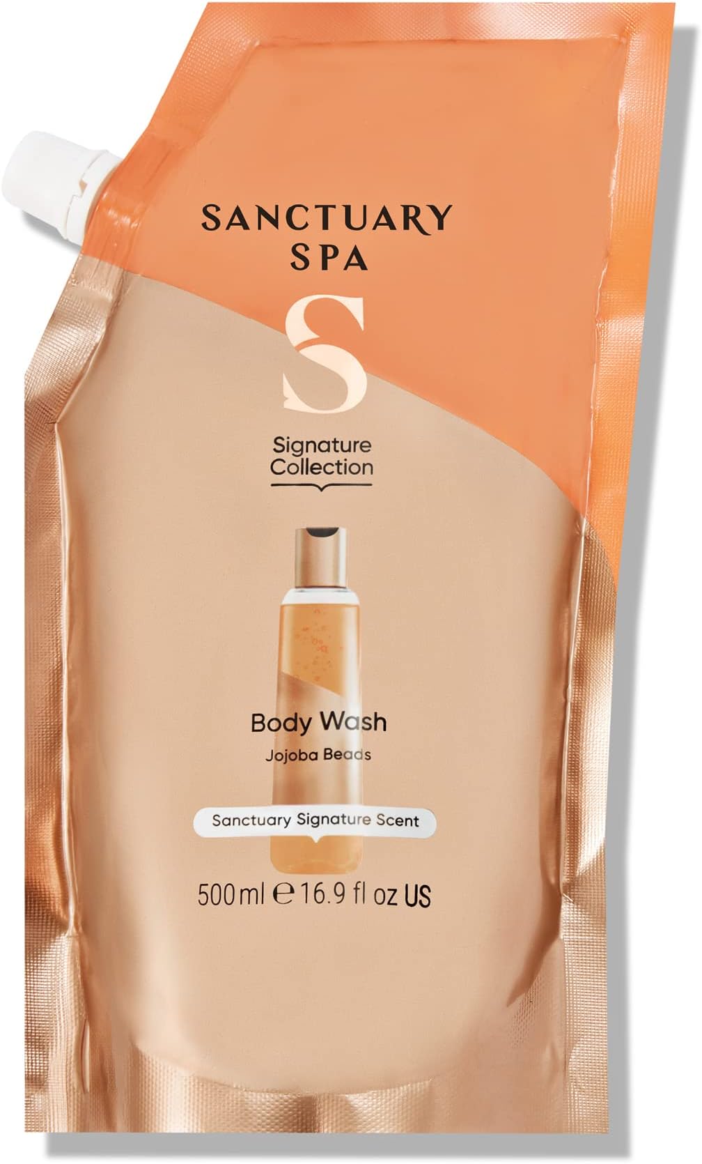 Sanctuary Spa Shower Gel Refill Pouch, No Mineral Oil, Cruelty Free, Natural & Vegan Body Wash for Women, 500ml, Orange